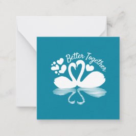 Couple Swan Silhouette Reflection in water Notitiekaartje