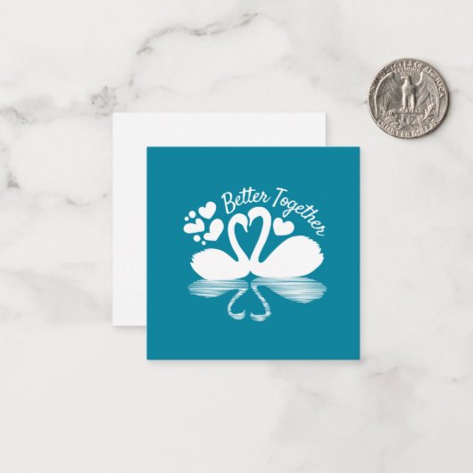 Couple Swan Silhouette Reflection in water Notitiekaartje (Voorkant / Achterkant in situ)