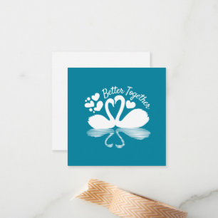 Couple Swan Silhouette Reflection in water Notitiekaartje