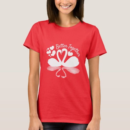 Couple Swan Silhouette Reflection in water T-shirt (Voorkant)