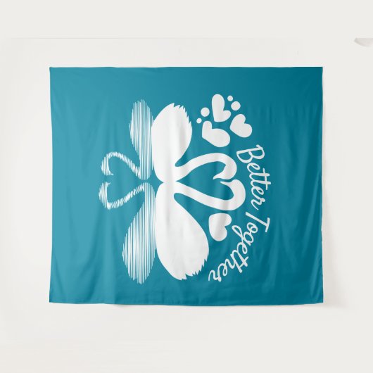 Couple Swan Silhouette Reflection in water Wandkleed (Voorkant (horizontaal))