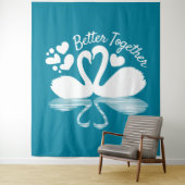 Couple Swan Silhouette Reflection in water Wandkleed (In situ)