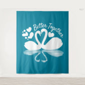 Couple Swan Silhouette Reflection in water Wandkleed (Voorkant)