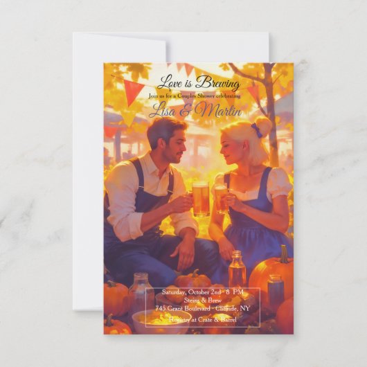 Couple Toasting Fall Invitation Kaart (Voorkant)