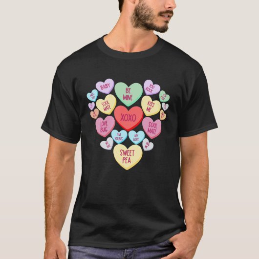 Couple Valentine s Day Heart Candy Conversation T-shirt (Voorkant)