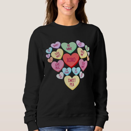 Couple Valentine s Day Heart Candy Conversation Trui (Voorkant)