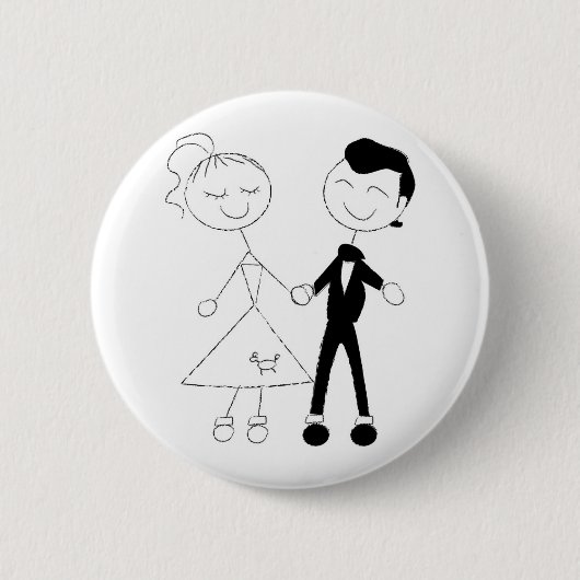 Couple van 1950 naar boven gedrukt ronde button 5,7 cm (Voorkant)