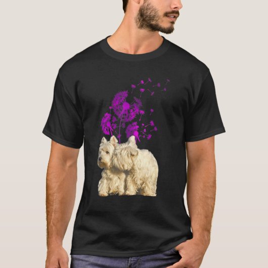 Couple Westies Dandelion Valentine's Day T-shirt (Voorkant)