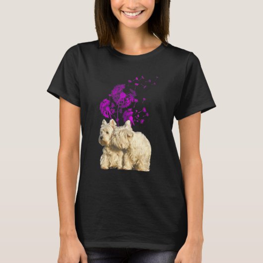 Couple Westies Dandelion Valentine's Day T-shirt (Voorkant)