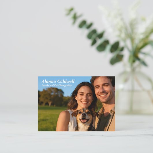 Couple with Dog Photographer Real Estate Visitekaartje (Staand voorkant)