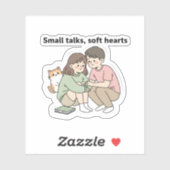Couple with Pet – Small Talks Soft Hearts Design,  Sticker (Vel)