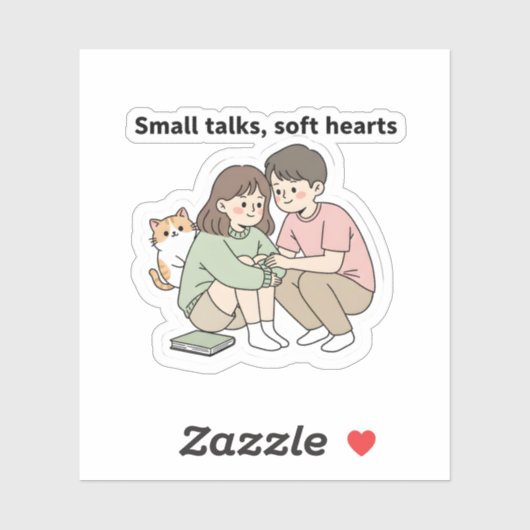Couple with Pet – Small Talks Soft Hearts Design,  Sticker (Vel)