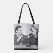 Coupled sitting together in a restaurant flirting  tote bag (Achterkant)