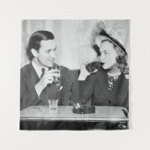 Coupled sitting together in a restaurant flirting  wandkleed (Voorkant)