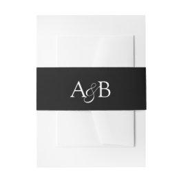 Couple's Ampersand Monogram Black White Initials Uitnodigingen Wikkel
