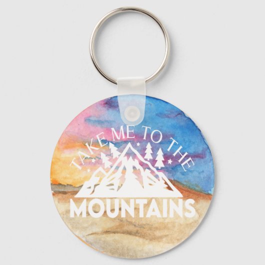 Couples Anniversary Watercolor Mountain Custom Sleutelhanger (Voorkant)