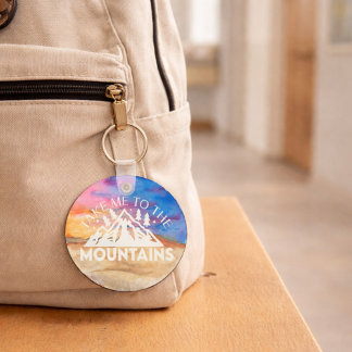 Couples Anniversary Watercolor Mountain Custom Sleutelhanger