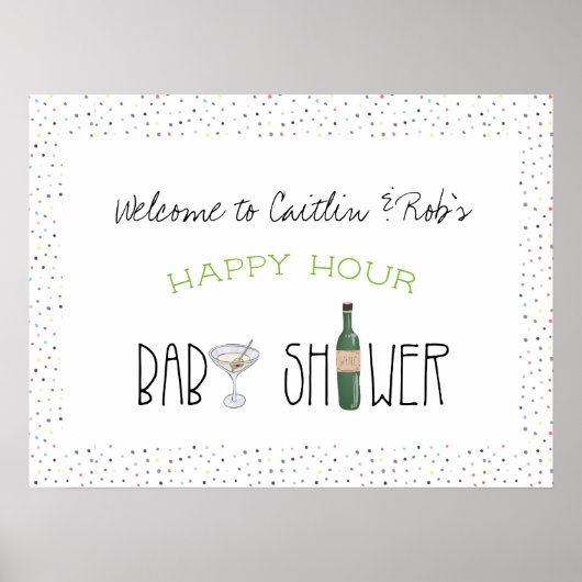 Couples Baby Shower | Happy Hour Welkom Poster (Voorkant)