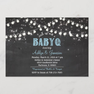 Couples BabyQ BBQ Baby blue Shower Lights Kaart