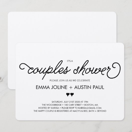 Couples Bridal Shower Invitation - Kraft Kaart (Voorkant / Achterkant)