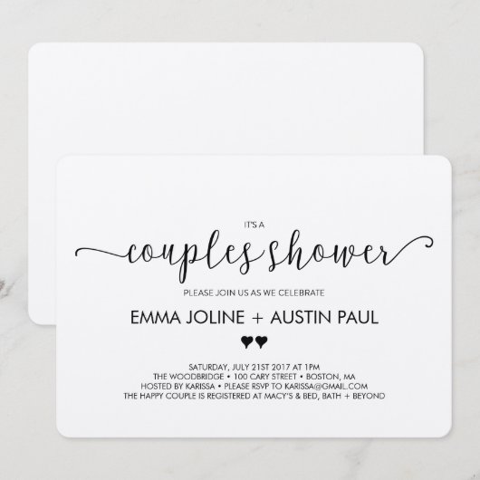 Couples Bridal Shower Invitation - Kraft Kaart (Voorkant / Achterkant)