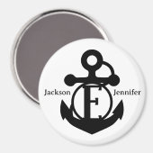 Couple's Custom E Initiaal Anker Cruise Door Magneet (Voorkant / Achterkant)