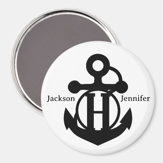 Couple's Custom H Initiaal Anker Cruise Door Magneet (Voorkant / Achterkant)