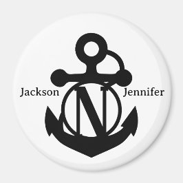 Couple's Custom N Initiaal Anker Cruise Door Magneet