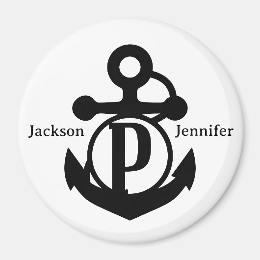 Couple's Custom P Initiaal Anker Cruise Door Magneet (Voorkant)