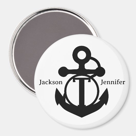 Couple's Custom T Initiaal Anker Cruise Door Magneet (Voorkant / Achterkant)