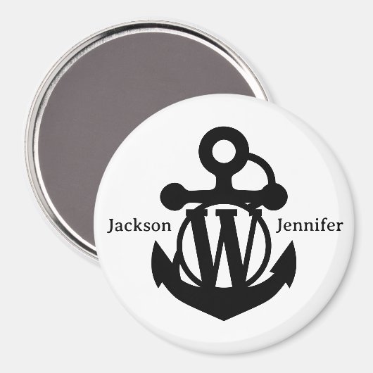 Couple's Custom W Initiaal Anker Cruise Door Magneet (Voorkant / Achterkant)