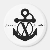 Couple's Custom X Initiaal Anker Cruise Door Magneet (Voorkant)