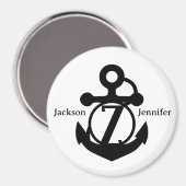 Couple's Custom Z Initiaal Anker Cruise Door Magneet (Voorkant / Achterkant)