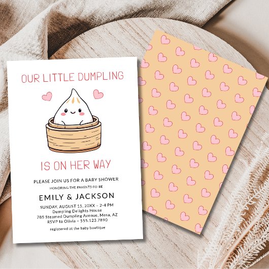 Couples Cute Little Dumpling Hearts Baby Shower Kaart