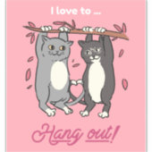 Couples Gift Idea Cute Cartoon Cats | Cat Art Sticker (Voorkant)