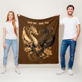 Couples Gold Dragons Voeg namen toe 50"x60" Fleece Deken