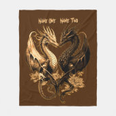 Couples Gold Dragons Voeg namen toe 50"x60" Fleece Deken (Voorkant)