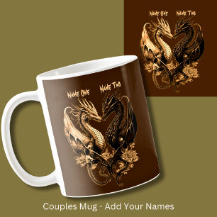 Couples Gold Dragons Voeg namen toe Koffiemok