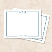 Couple's Initialen Passen getrouwd Navy Blue Dank  Notitiekaartje