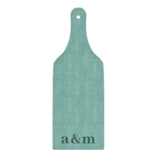 Couple's Initials Monogram Teal Blue Minimalist Snijplank (Voorkant)