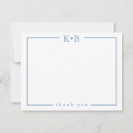 Couple's Initials Newlyweds Monogram Thank You Notitiekaartje