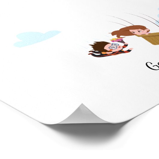 Couple's Love Flight Thumbprint Gastenboek Poster (Hoek)