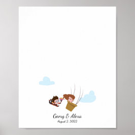 Couple's Love Flight Thumbprint Gastenboek Poster