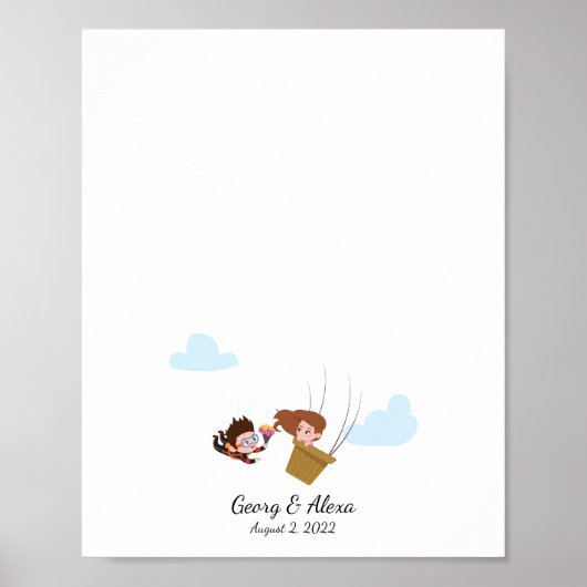 Couple's Love Flight Thumbprint Gastenboek Poster (Voorkant)