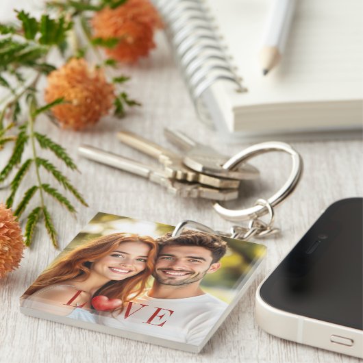 Couple's Love Heart Photo Keychain (Voorkant Rechts)