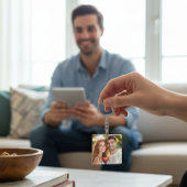 Couple's Love Heart Photo Keychain