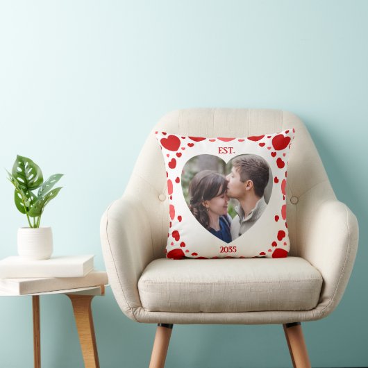 Couples Love Keepsake Heart Photo Throw Pillow Kussen (Stoel)