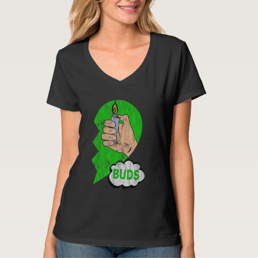 Couples Matching Best Buds Weed Funny Joint Stoner T-shirt (Voorkant)