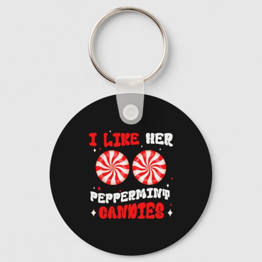 Couples Matching Christmas I Like Her Peppermint C Sleutelhanger (Voorkant)