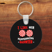 Couples Matching Christmas I Like Her Peppermint C Sleutelhanger (Voorkant)
